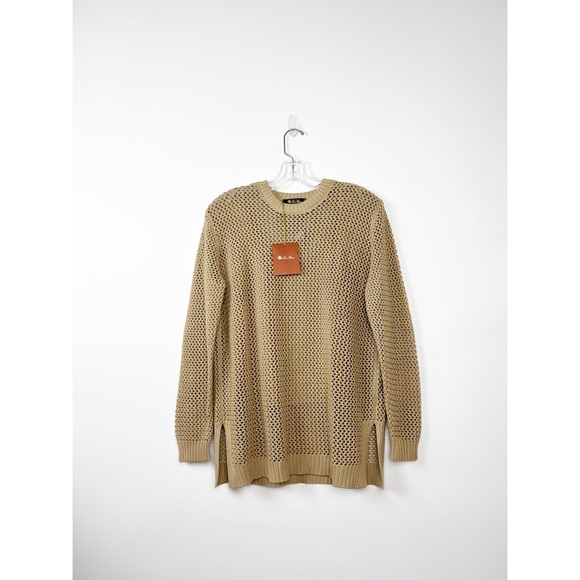 NWT Loro Piana Khaki Open Knit Cotton-Silk Crew Neck Pullover Sweater w Cami XS - Picture 3 of 10